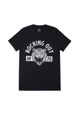 Tennis Camiseta Básica Estampada Negra Para Hombre Tennis