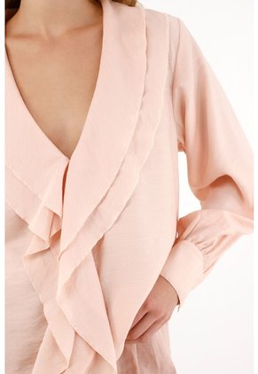 Tennis Camisa Con Escote En V Y Boleros Crudo Con Cuello Estructurado Para Mujer