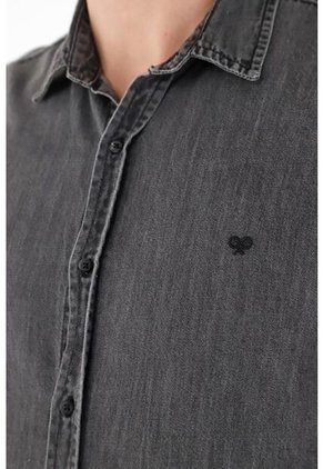 Camisa Negra De Botones Hombre