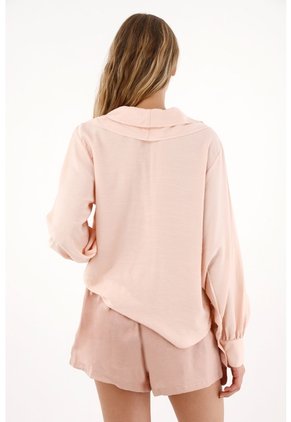 Tennis Camisa Con Escote En V Y Boleros Crudo Con Cuello Estructurado Para Mujer