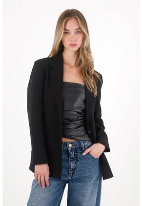 Tennis Abrigo Tipo Blazer Oversize Negro Para Mujer