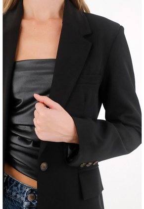 Tennis Abrigo Tipo Blazer Oversize Negro Para Mujer