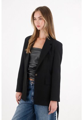 Tennis Abrigo Tipo Blazer Oversize Negro Para Mujer
