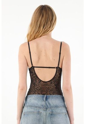 Body Negro Con Encaje Para Mujer
