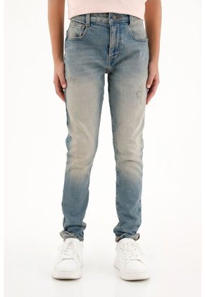 Jean Recto Tiro Medio Con Desgastes Para Niño