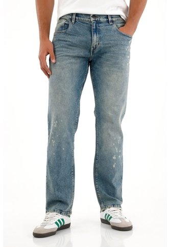 Tennis Jean Recto Con Efecto Salpicado Azul Para Hombre Tennis