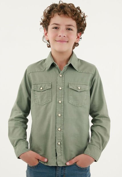 Camisa Verde Manga Larga Para Niño