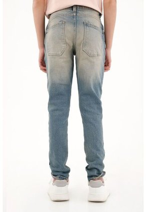 Jean Recto Tiro Medio Con Desgastes Para Niño