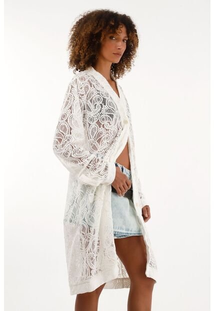 Tennis Kimono En Encaje Crudo Para Mujer