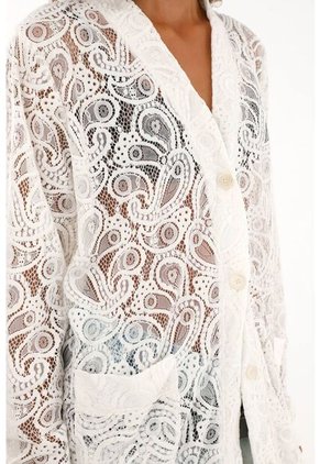 Tennis Kimono En Encaje Crudo Para Mujer