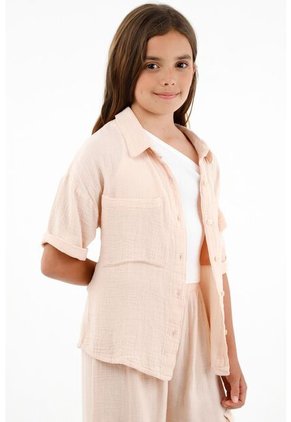 Camisa Crudo De Botones Para Niña