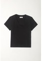 Tennis Camiseta Básica Cuello En V Negra Para Mujer de Tennis