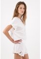 Tennis Bermuda Tradicional Con Borde Calado Floral En Algodón Blanco Para Mujer de Tennis