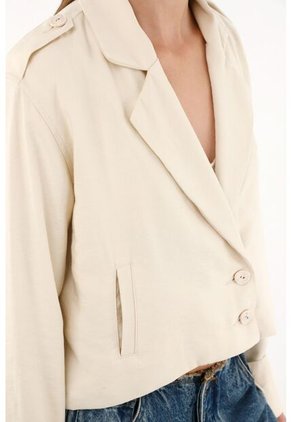 Tennis Abrigo Tipo Biker Crop Top Crudo Para Mujer