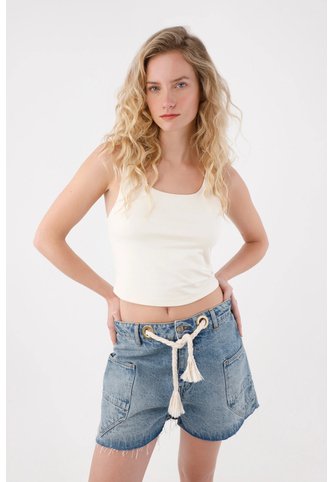 Tennis Bermuda En Denim Azul Para Mujer Tennis