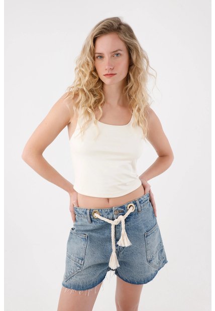 Tennis Bermuda En Denim Azul Para Mujer