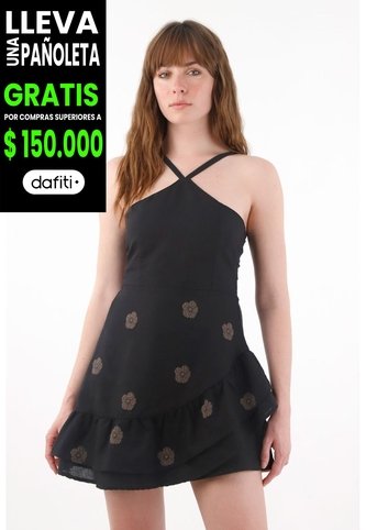 Tennis Vestido Corto Con Estampado Negro Para Mujer Tennis