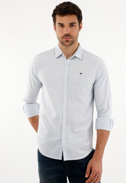Camisa Azul Con Mini Raqueta Para Hombre