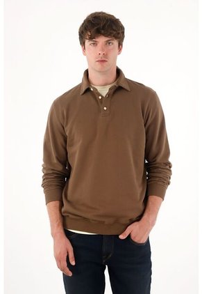 Tennis Buzo Tipo Polo Café Para Hombre