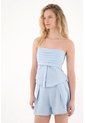 Tennis Short En Lino Con Prenses Azul Para Mujer de Tennis