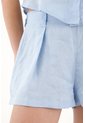 Tennis Short En Lino Con Prenses Azul Para Mujer de Tennis