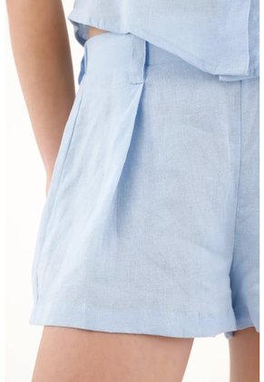 Tennis Short En Lino Con Prenses Azul Para Mujer