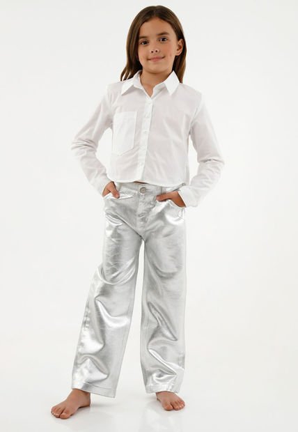 Camisa Blanca Manga Larga Para Niña
