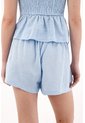 Tennis Short En Lino Con Prenses Azul Para Mujer de Tennis