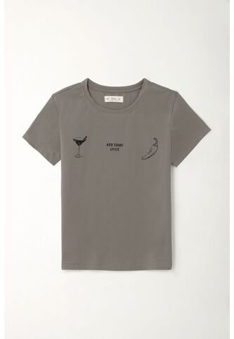 Tennis Camiseta Básica Estampada Gris De Ajuste Relajado Para Mujer Tennis