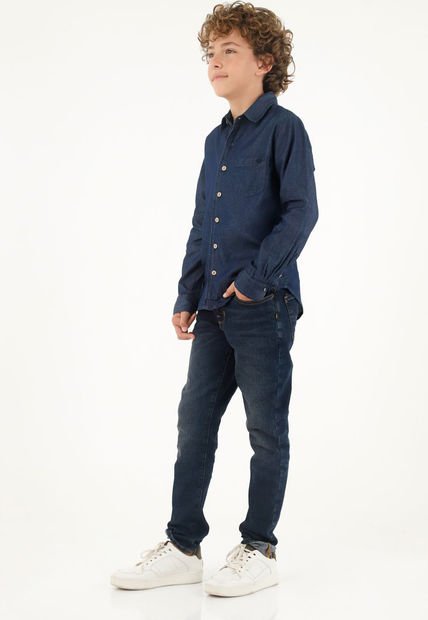 Camisa Azul Clásica Para Niño