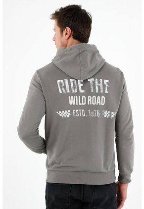 Buzo Gris Con Capucha Para Hombre