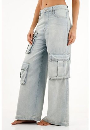 Jean Wide Leg Azul Para Mujer