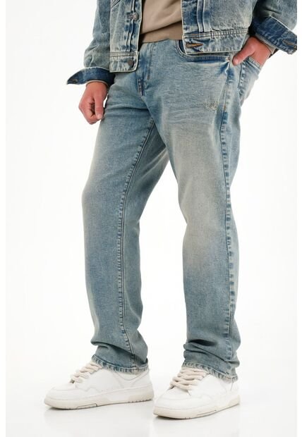 Tennis Jean Recto Con Dirty Azul Claro Para Hombre