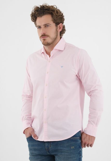 Camisa Manga Larga Rosada Para Hombre