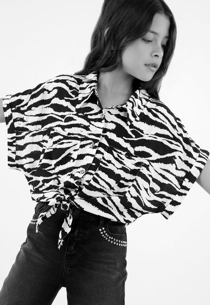 Camisa De Animal Print Para Niña