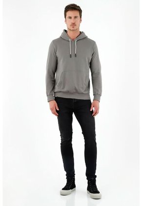 Buzo Gris Con Capucha Para Hombre