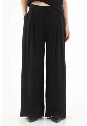 Tennis Pantalón Wide Leg Tipo Sastre Negro Para Mujer Tennis
