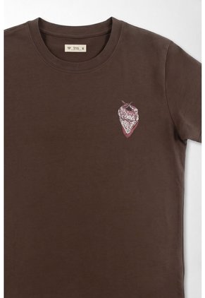 Tennis Camiseta Corte Recto Con Mini Grafico En Algodón Marrón Chocolate Para Mujer