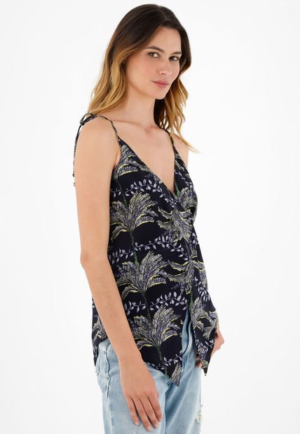 Camisa Estampada De Tiras Para Mujer