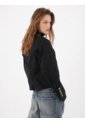 Tennis Chaqueta Corte Recto Con Cordones Dorados De Algodón Negro Para Mujer de Tennis