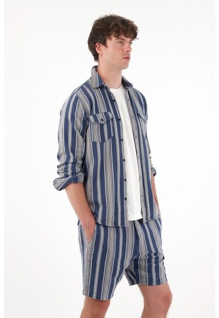 Camisa Manga Larga Con Diseño A Rayas Para Hombre