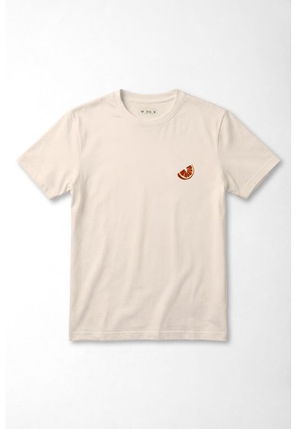 Tennis Camiseta Regular Con Mini Gráfico Cítrico En Algodón Crema Para Mujer