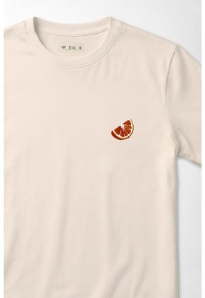 Tennis Camiseta Regular Con Mini Gráfico Cítrico En Algodón Crema Para Mujer