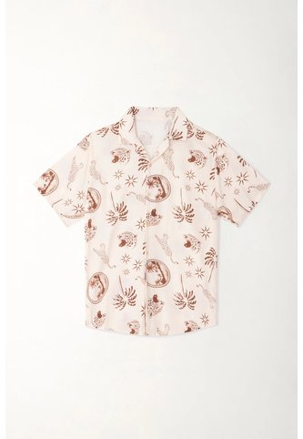 Tennis Camisa Tipo Bowling Estampada Con Diseño Minimalista Para Hombre Tennis