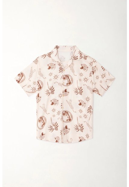Tennis Camisa Tipo Bowling Estampada Con Diseño Minimalista Para Hombre
