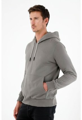 Buzo Gris Con Capucha Para Hombre
