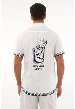 Tennis Camisa Manga Corta Con Estampado Localizado Crudo Para Hombre