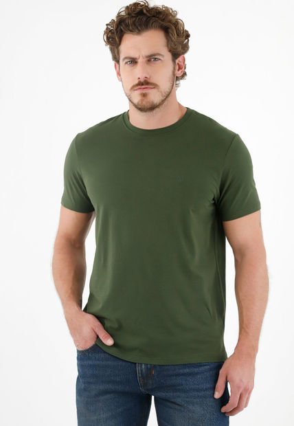 Camiseta Verde Cuello Redondo Para Hombre