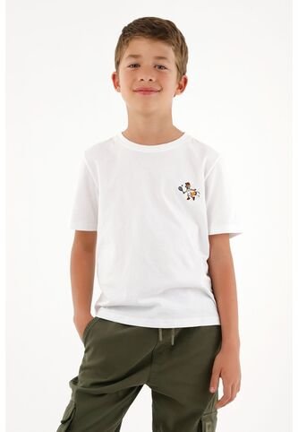 Camiseta Con Bordado Decorativo Blanca Para Niño Tennis