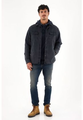 Tennis Chaqueta Negra De Textura Acolchada Para Hombre